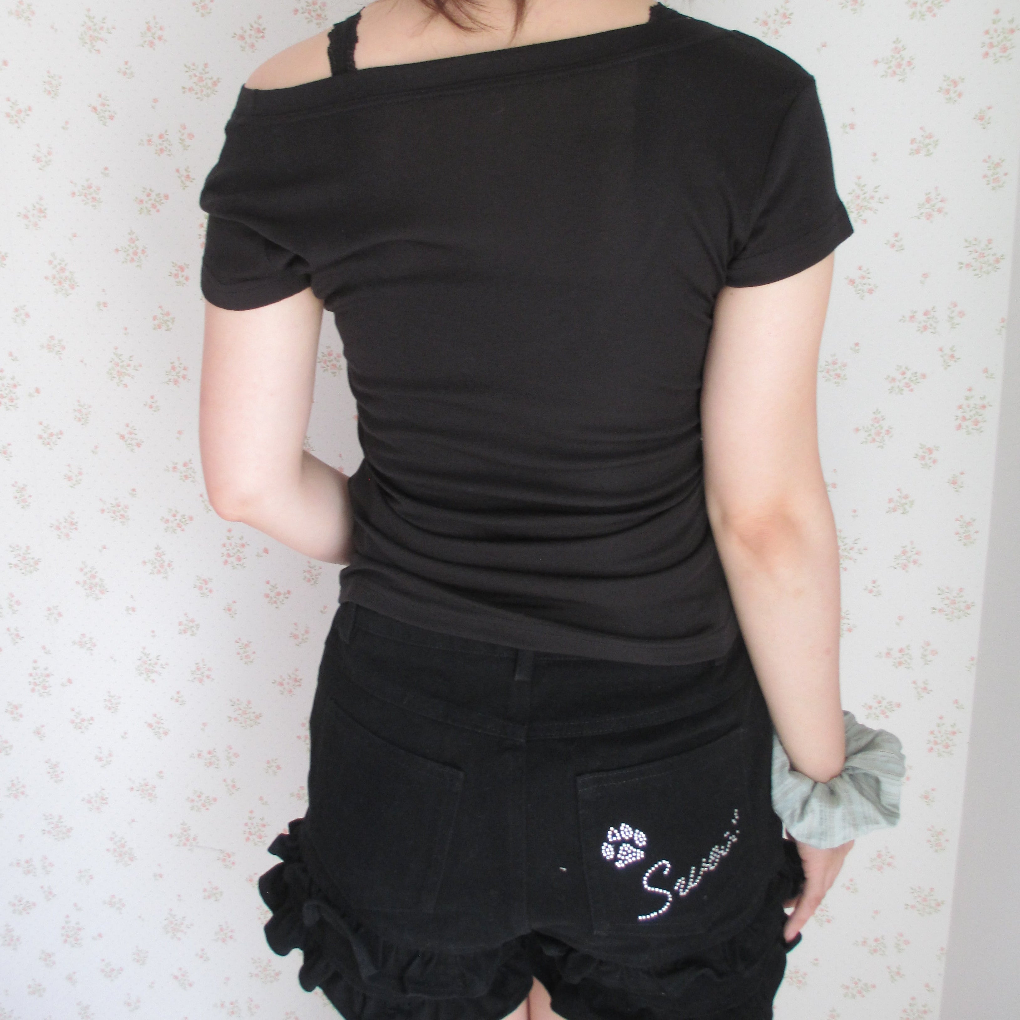 Wide-neck sheer T-Shirt