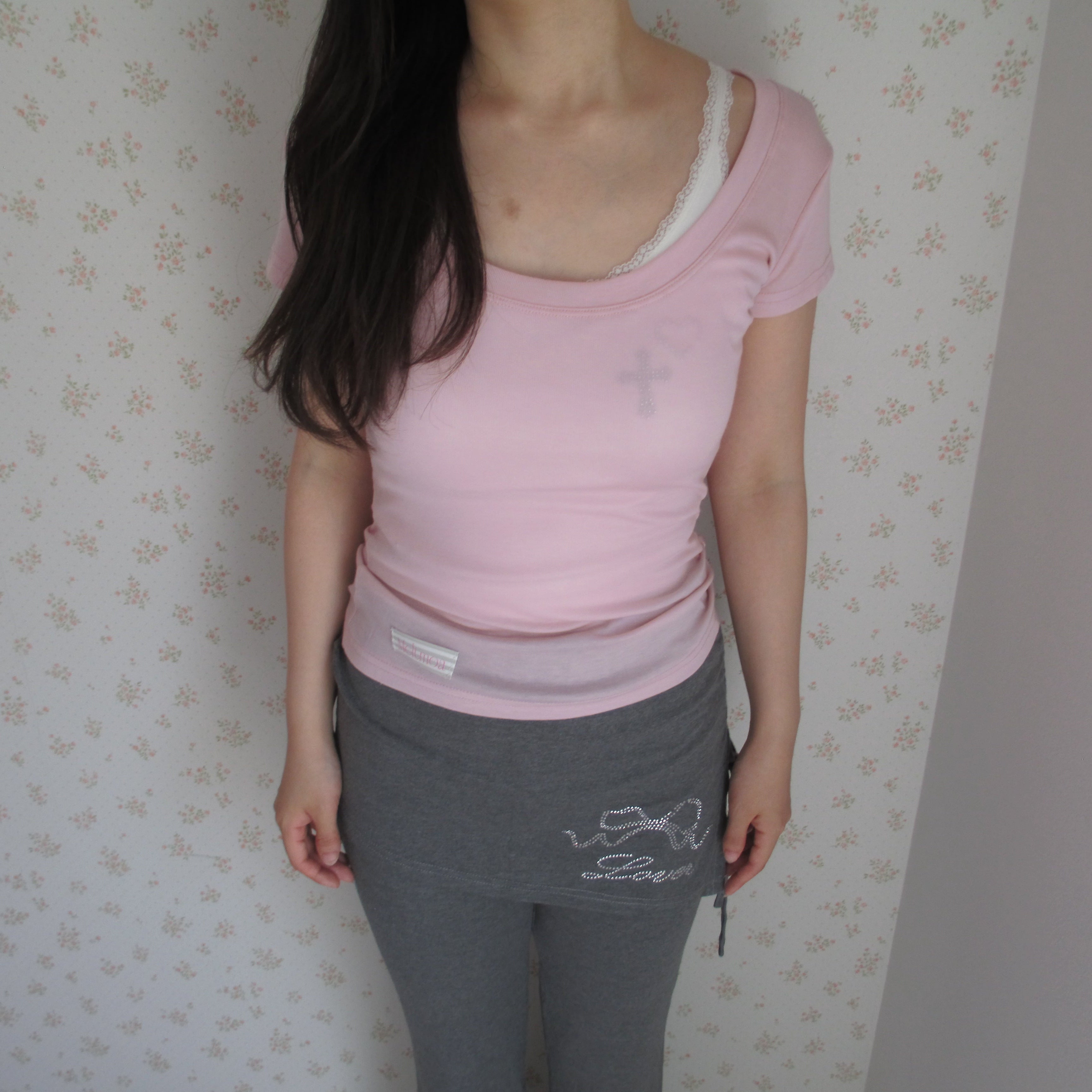Wide-neck sheer T-Shirt