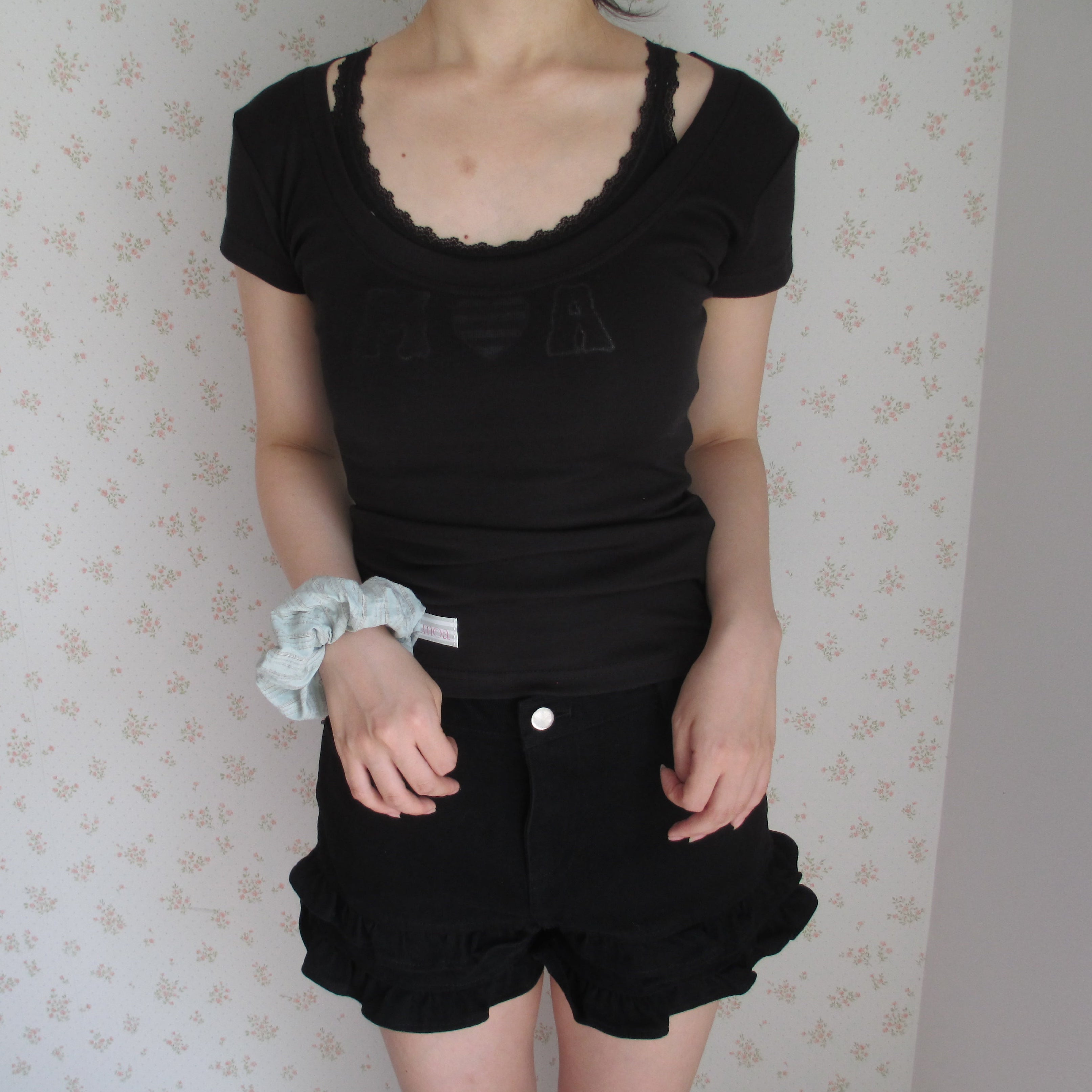 Wide-neck sheer T-Shirt