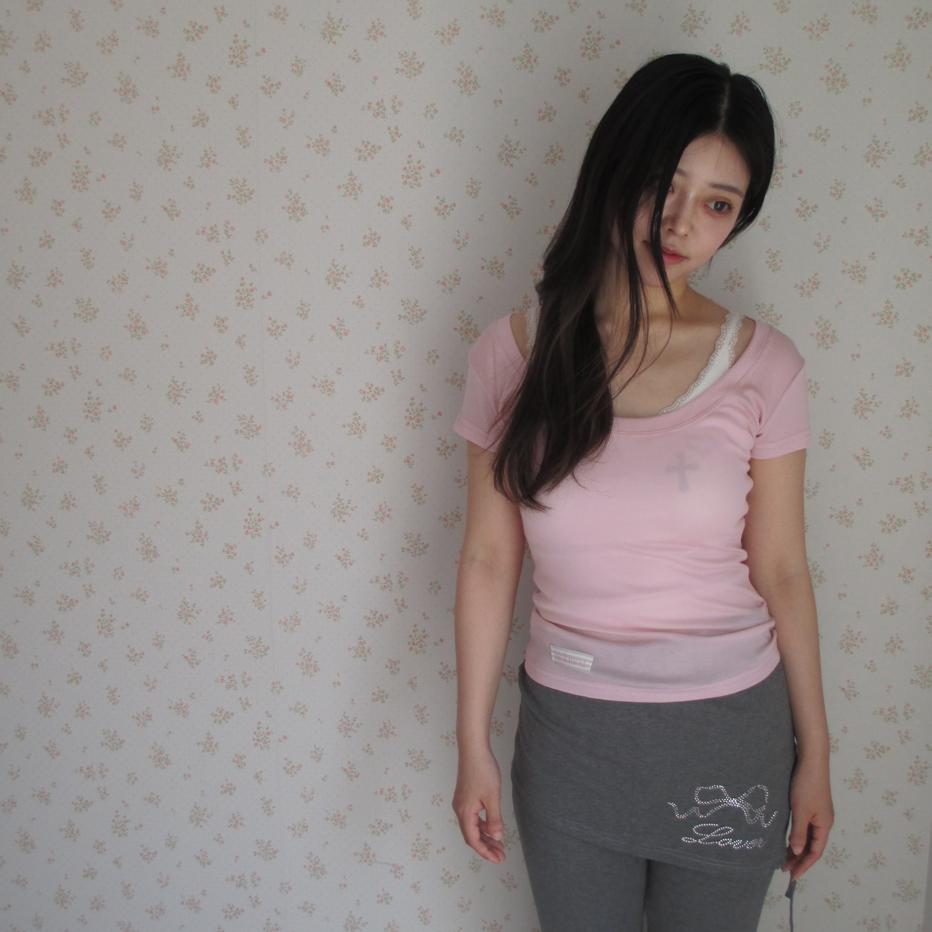 Wide-neck sheer T-Shirt
