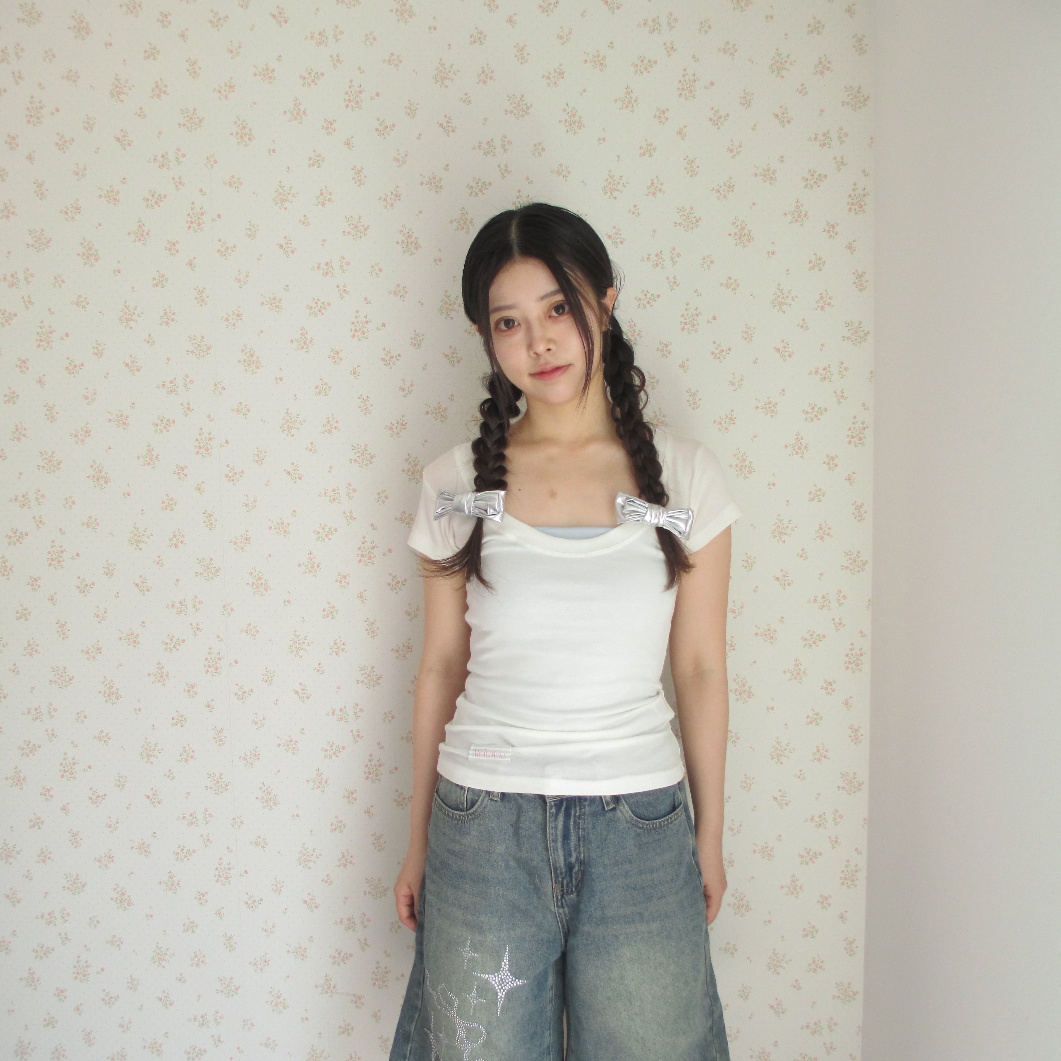 Wide-neck sheer T-Shirt
