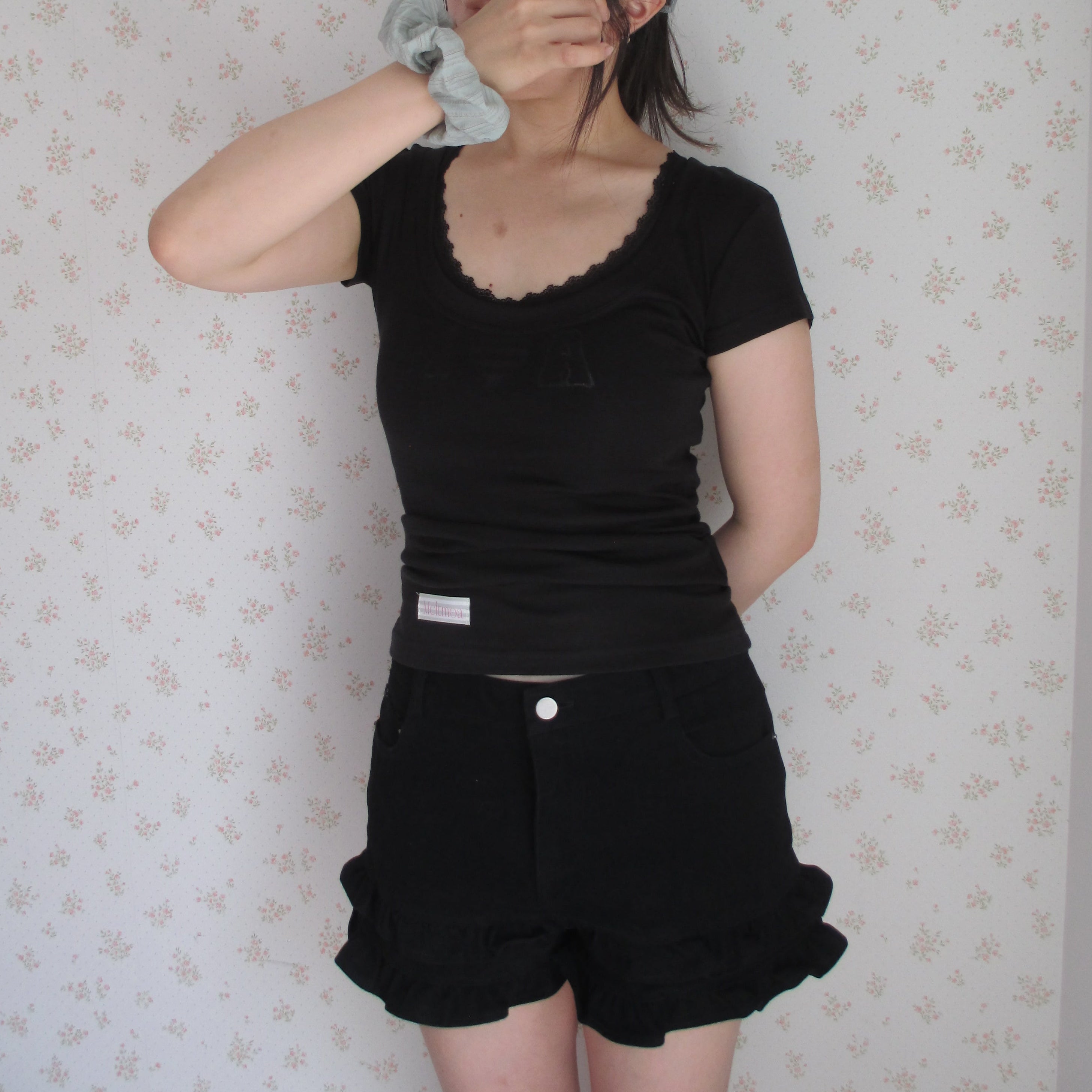 Wide-neck sheer T-Shirt