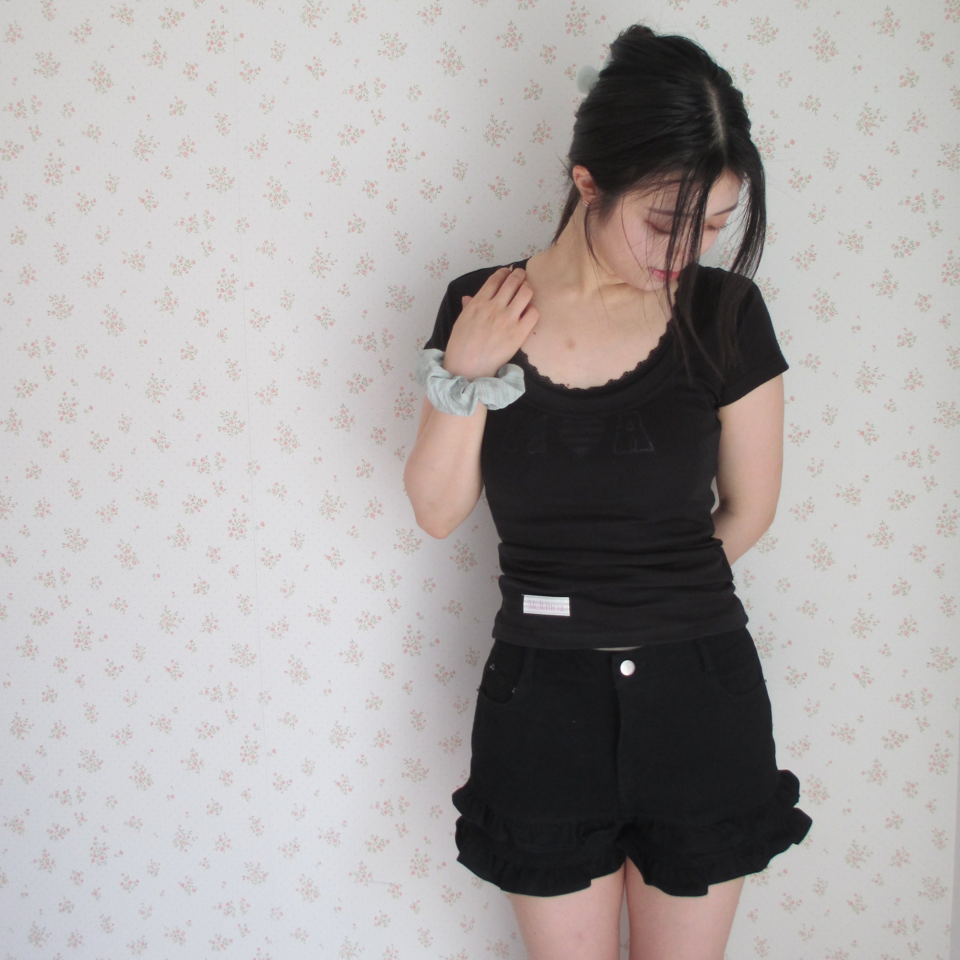 Wide-neck sheer T-Shirt