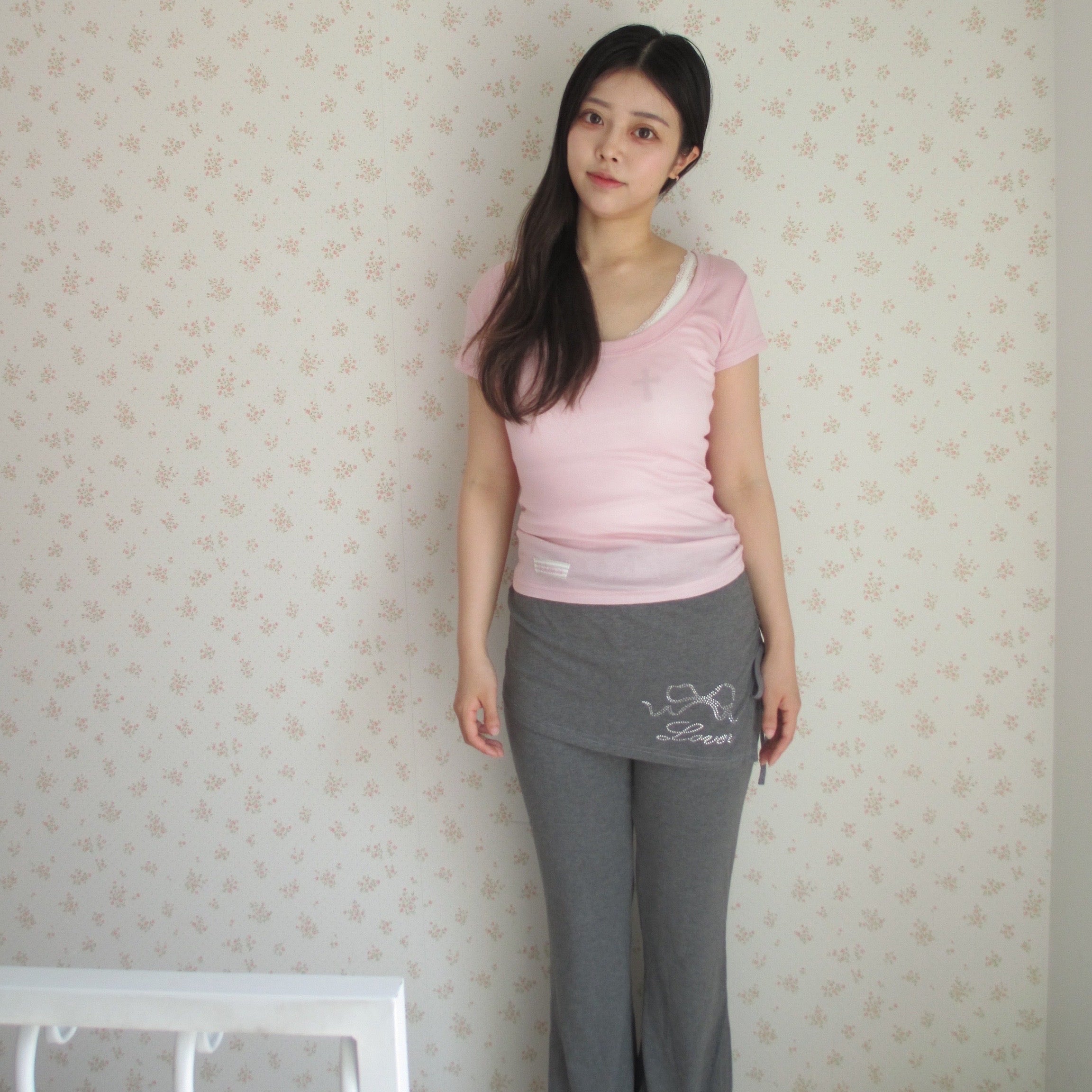 Wide-neck sheer T-Shirt
