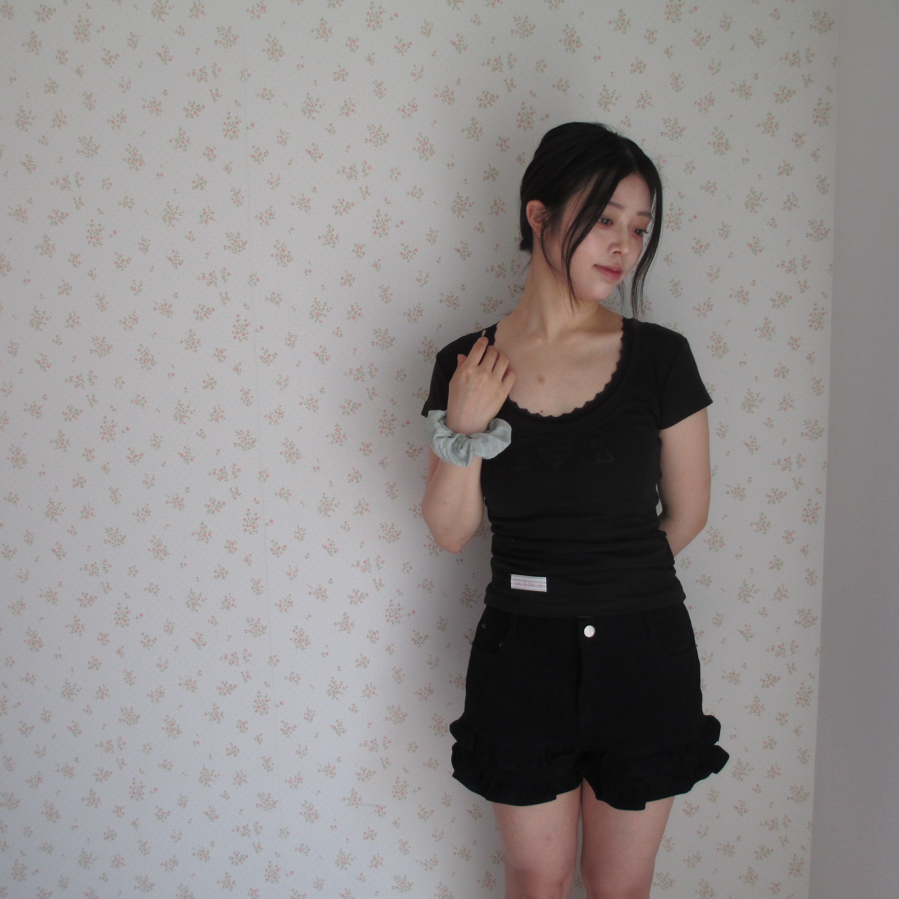 Wide-neck sheer T-Shirt