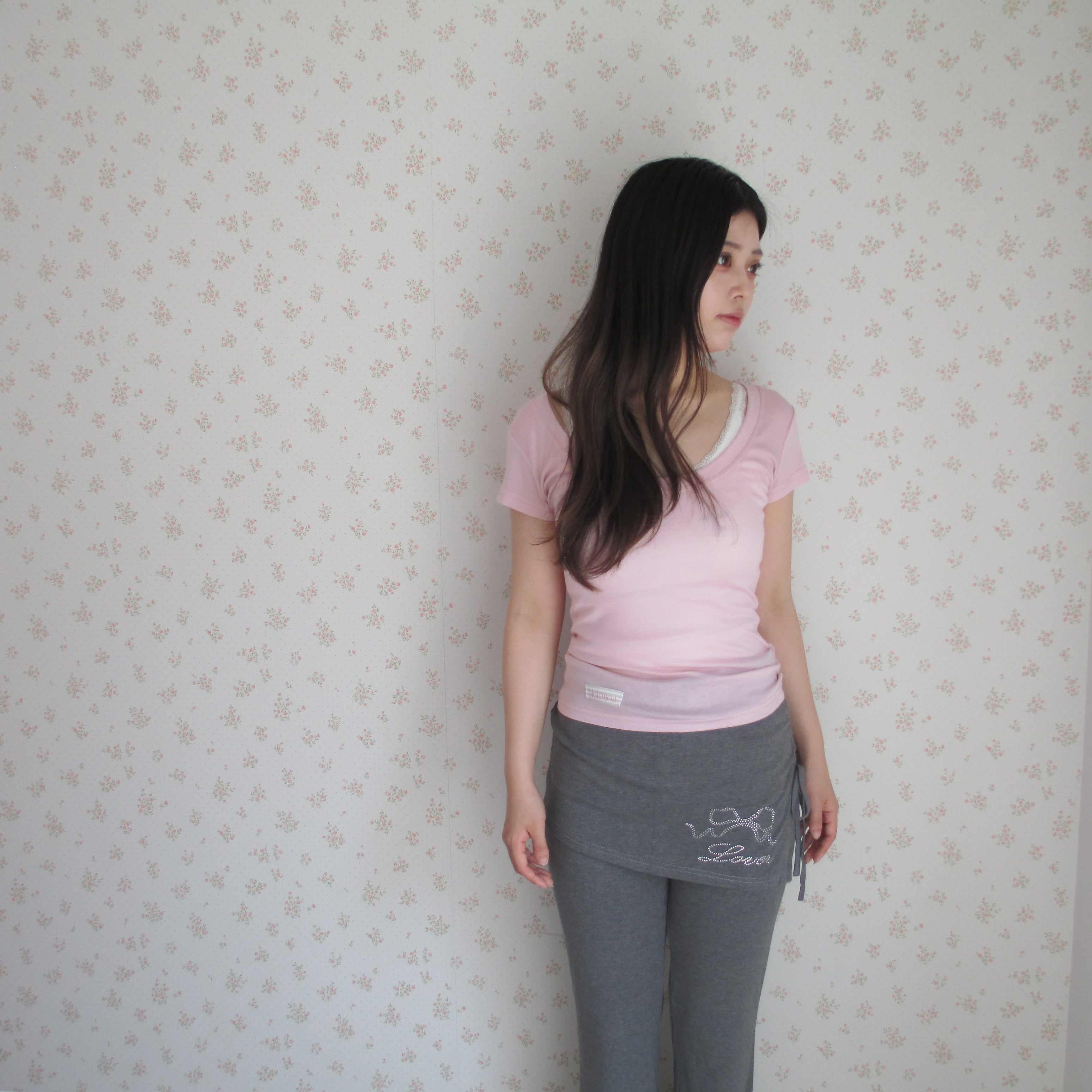 Wide-neck sheer T-Shirt