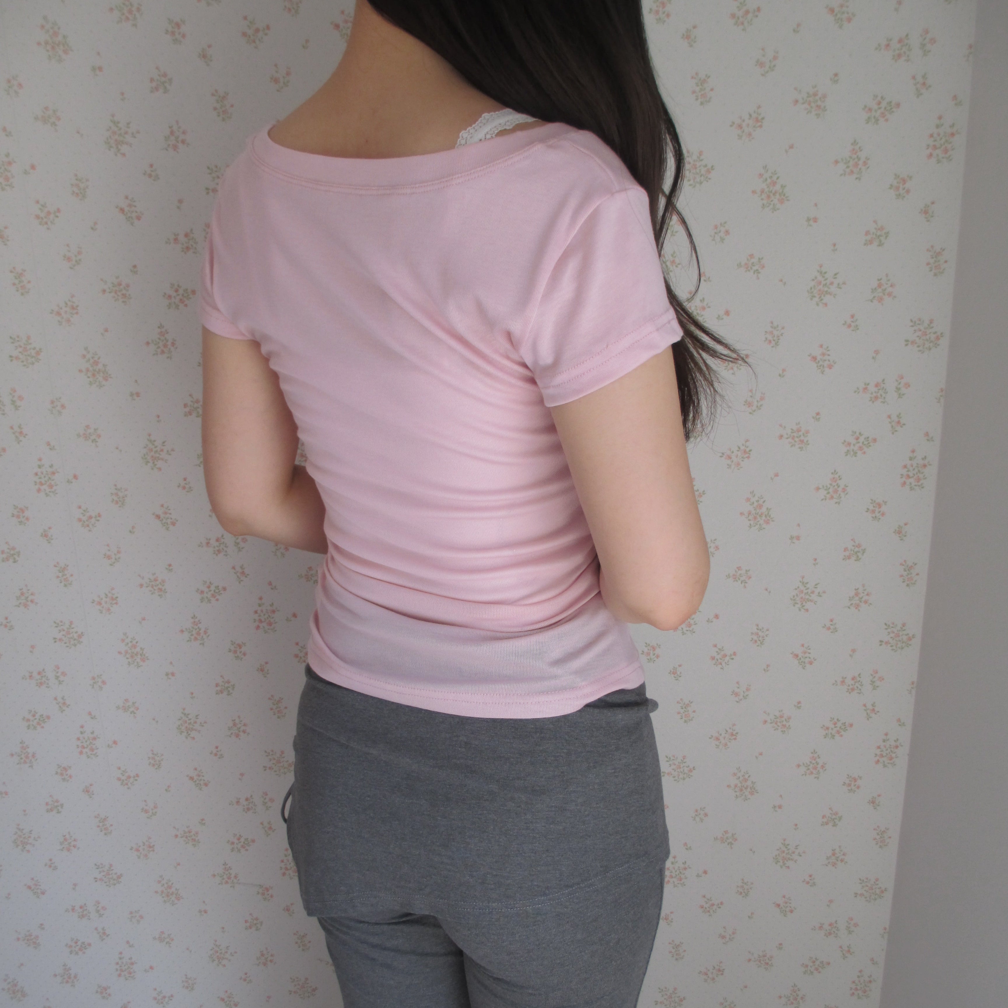 Wide-neck sheer T-Shirt